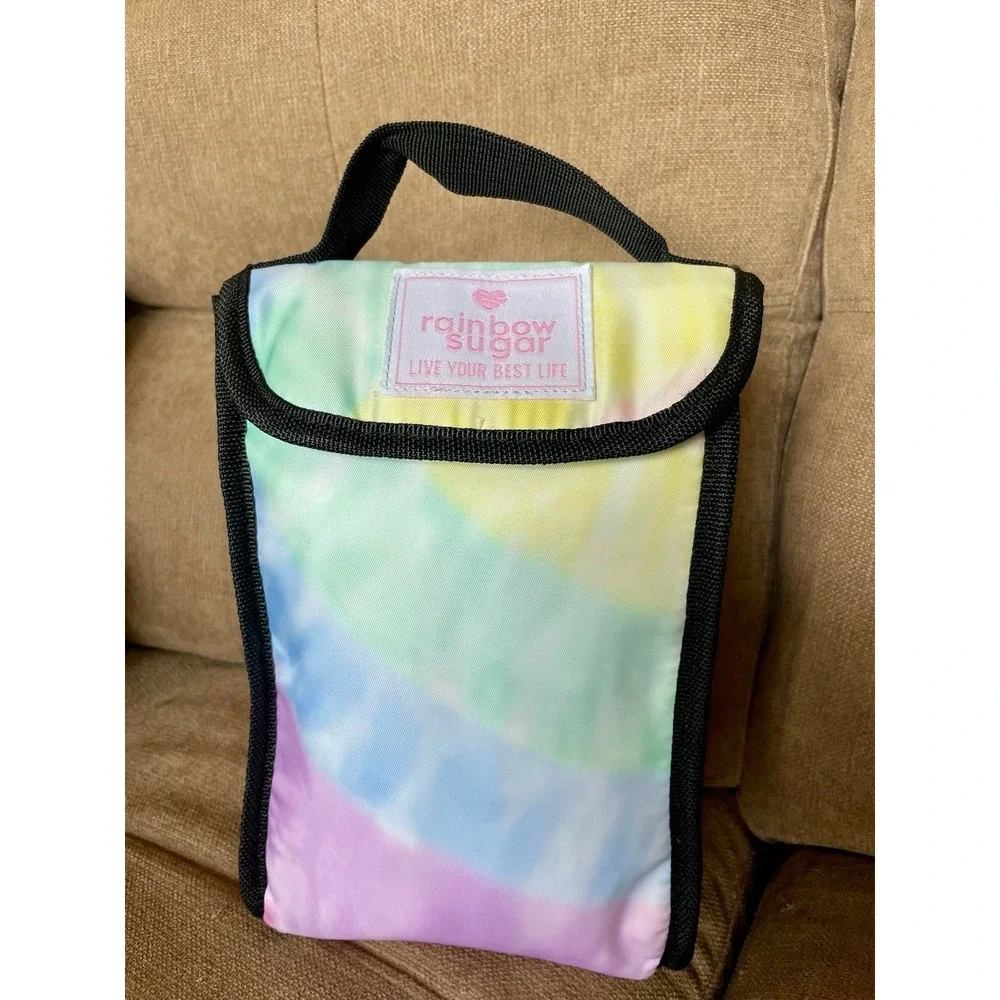 Rainbow Sugar 3pc Backpack Set Tie Dye Silver Holographic Lunch Bag Pencil Case